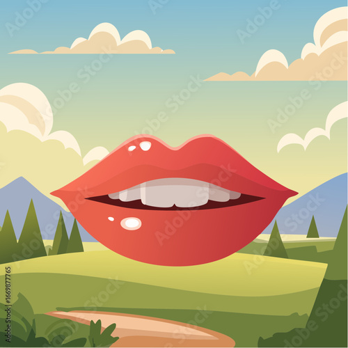 Female red mouth vector