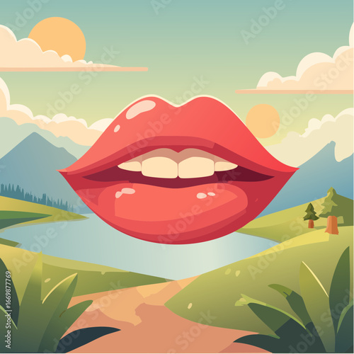 Female red mouth vector