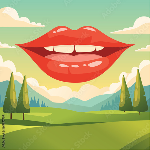 Female red mouth vector