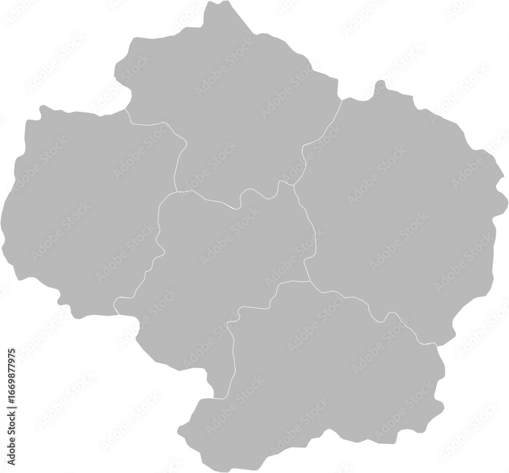 Fototapeta premium Vysocina Region, Czech Republic – administrative vector map with district boundaries (Krovak projection, PPT-compatible & fully editable)