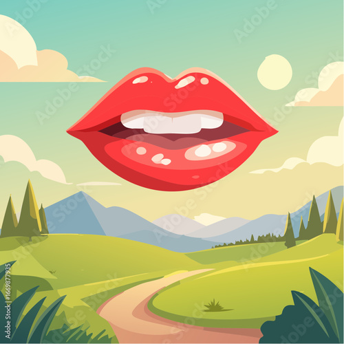 Female red mouth vector