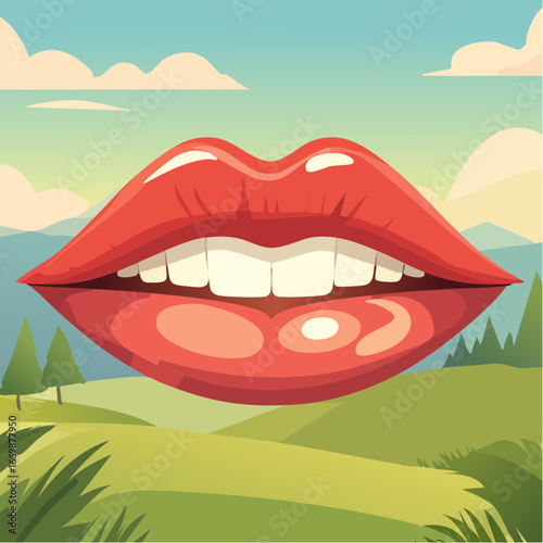 Female red mouth vector