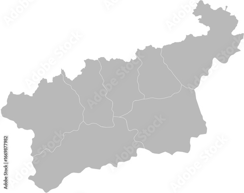 Usti nad Labem Region, Czech Republic – administrative vector map with district boundaries (Krovak projection, PPT-compatible & fully editable)