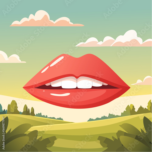 Female red mouth vector