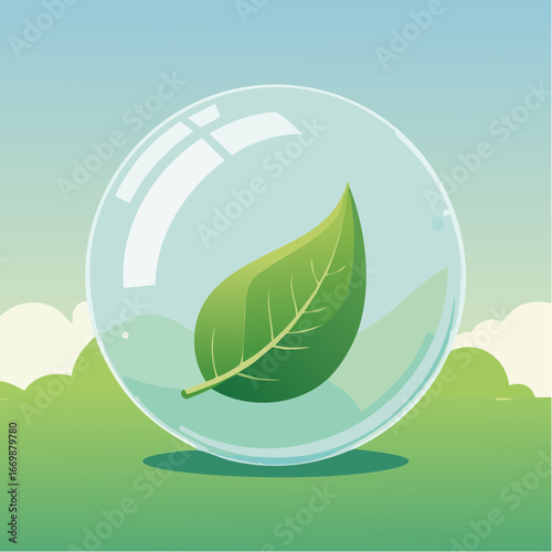 Leaf in a bubble