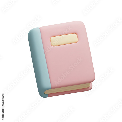 3D Closed Book Minimal Education Icon in Soft Clay Style