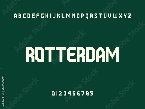 ROTTERDAM CITY on Modern Urban Style Font Collection with All Uppercase Characters and Numbers