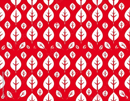 Simple leaf pattern on red background