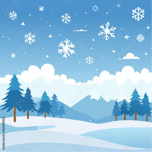 Blue background with snow flakes