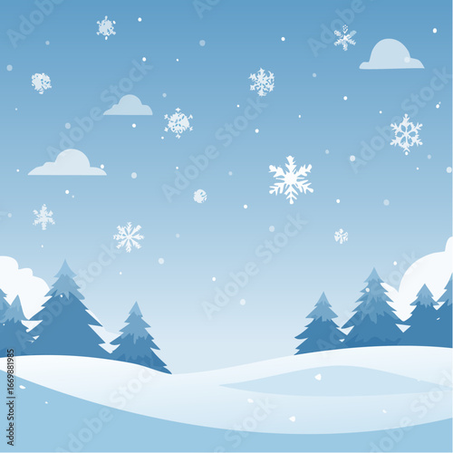 Blue background with snow flakes