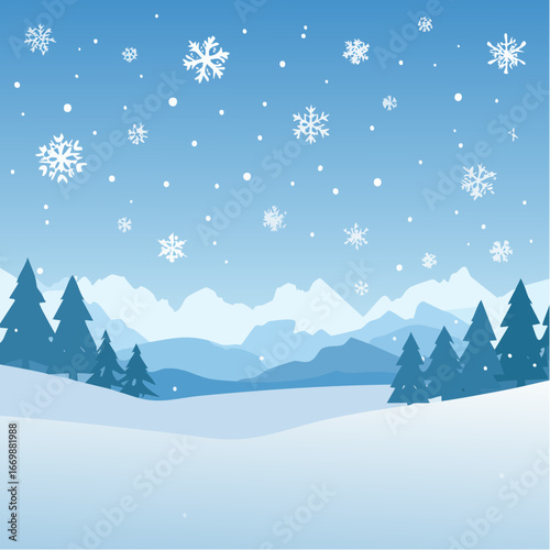 Blue background with snow flakes