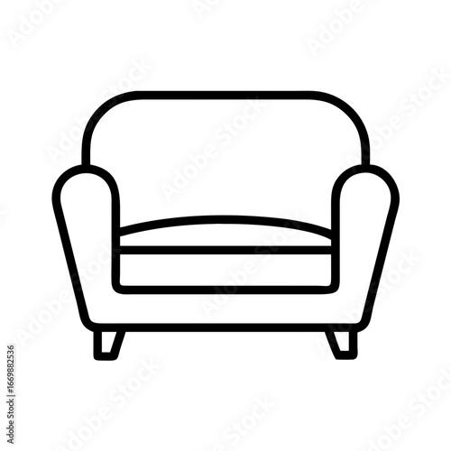 Find comfortable living room armchair furniture vector icon for interior design and home decor