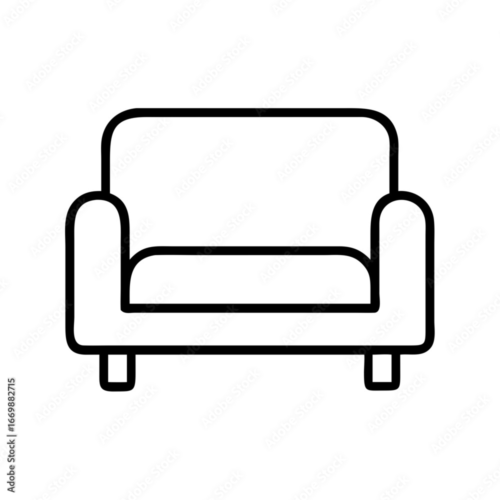 Outline drawing of a modern sofa furniture for living room and interior design projects and home decor Outline drawing of a modern sofa furniture for living room and interior design projects and home decor