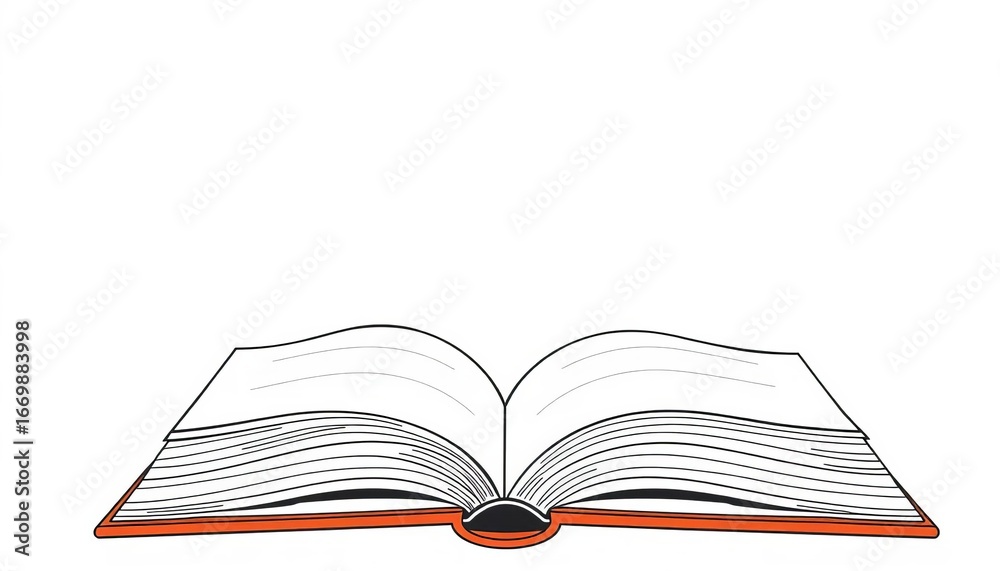 Fototapeta premium Single line drawing of open book, minimalist style, education theme, education concept, outline