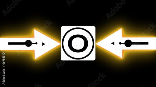 Wallpaper Mural Glowing Bold Black Circle Contains A Large Capital Letter “O” In The Center. From The Circle, Two Black Arrows Extend Outward In The Two Cardinal Directions, Creating A Simple  Torontodigital.ca