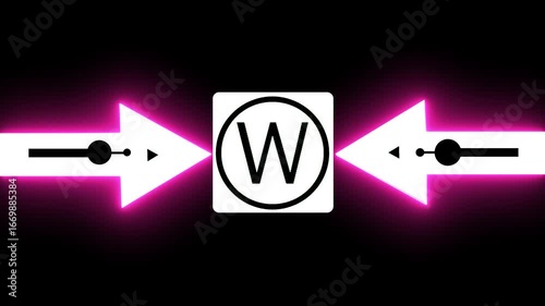 Wallpaper Mural Glowing Bold Black Circle Contains A Large Capital Letter “W” In The Center. From The Circle, Two Black Arrows Extend Outward In The Two Cardinal Directions, Creating A Simple  Torontodigital.ca
