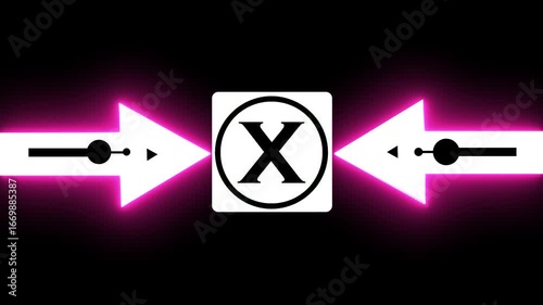 Wallpaper Mural Glowing Bold Black Circle Contains A Large Capital Letter “X” In The Center. From The Circle, Two Black Arrows Extend Outward In The Two Cardinal Directions, Creating A Simple  Torontodigital.ca