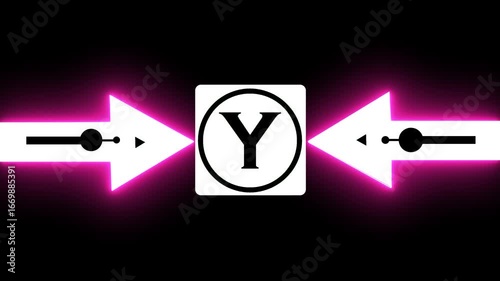 Wallpaper Mural Glowing Bold Black Circle Contains A Large Capital Letter “Y” In The Center. From The Circle, Two Black Arrows Extend Outward In The Two Cardinal Directions, Creating A Simple  Torontodigital.ca