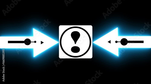 Wallpaper Mural Glowing Bold Black Circle Contains A Large Exclamatory symbol In The Center. From The Circle, Two Black Arrows Extend Outward In The Two Cardinal Directions, Creating A Simple  Torontodigital.ca