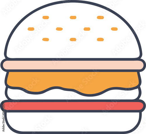 Closeup of a tasty burger with fresh ingredients.