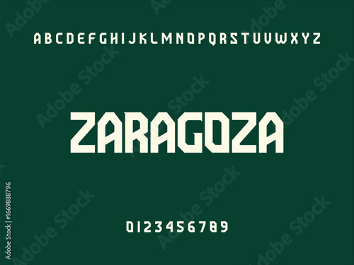 Zaragoza City Name Text, Alphabet, and Numerals Displayed on Dark Green Background