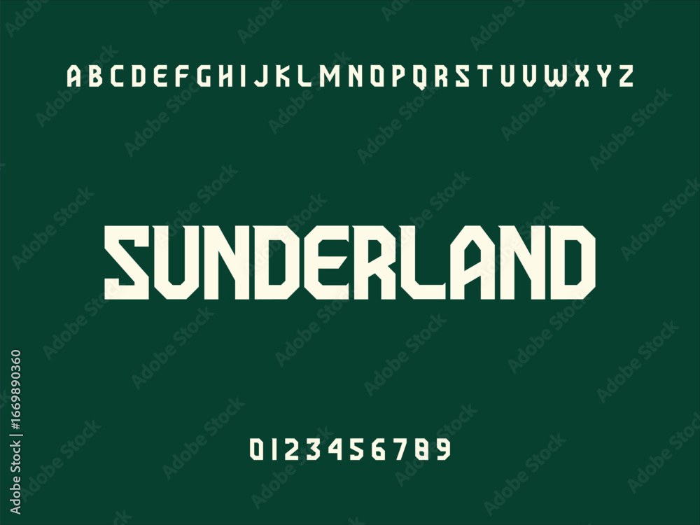 Obraz premium Sunderland City Name Text with Alphabet and Numbers on Dark Green Background