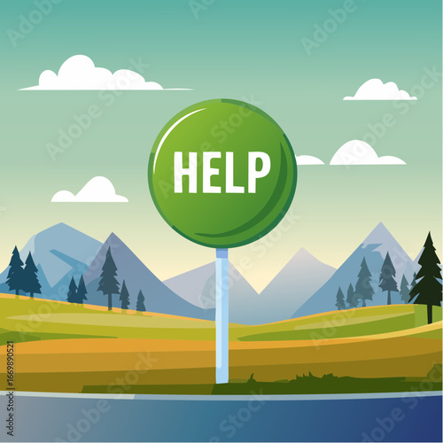 Green help button