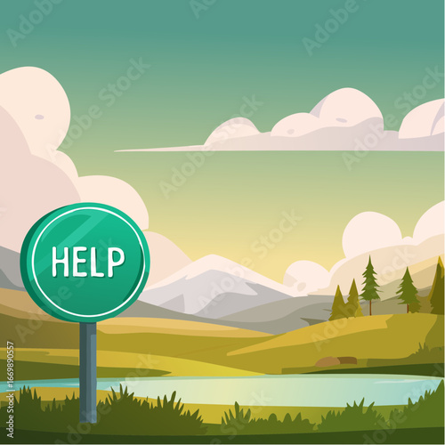 Green help button
