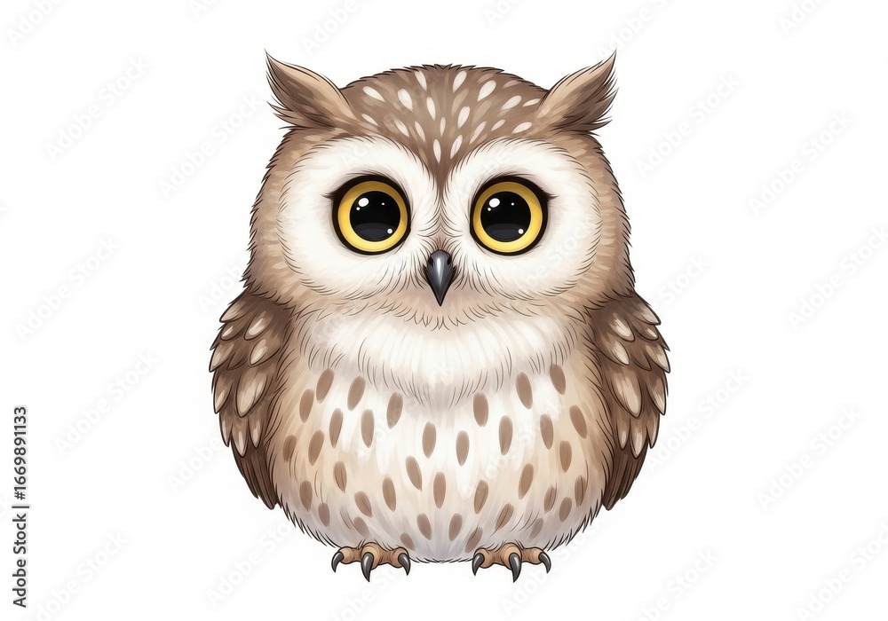 Fototapeta premium Cute little owl illustration isolated on transparent background