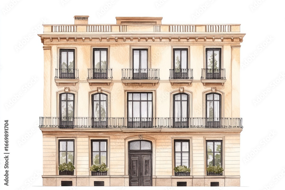 Fototapeta premium Barcelona building architecture illustration urban.