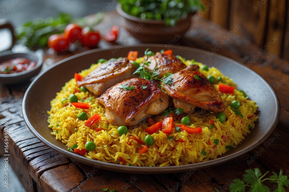 Arroz con Pollo al Azafrán - Argentinian Food: Discover Argentina’s Classic Saffron-Infused Chicken and Rice, Blending Vibrant Colors, Rich Flavors, and Generational Heritage Arroz con Pollo al Azafrán - Argentinian Food: Discover Argentina’s Classic Saffron-Infused Chicken and Rice, Blending Vibrant Colors, Rich Flavors, and Generational Heritage