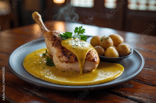 Pollo a la Mostaza - Argentinian Food flavorful chicken in mustard sauce, blending simplicity and elegance in every bite, showcasing Argentina’s passion for hearty and authentic homemade meals