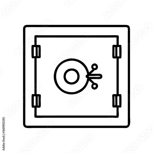 Safe box outline icon vector illustration for security financial business concept design