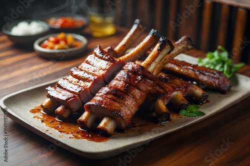 Costillitas de Cerdo Asadas - Argentinian Food juicy pork ribs slow-roasted to perfection, highlighting Argentina’s passion for flavorful meats and authentic traditions of asado-style cooking