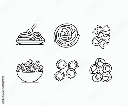 Hand drawn Italian food outline collection vector template