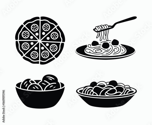 Hand drawn Italian food outline isolated vector template illustration