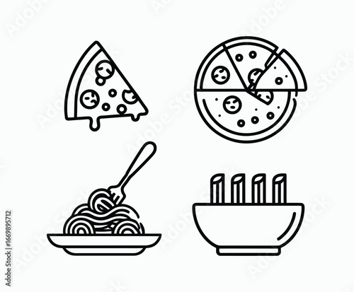 Hand drawn sketch outline of Italian cuisine isolated template set