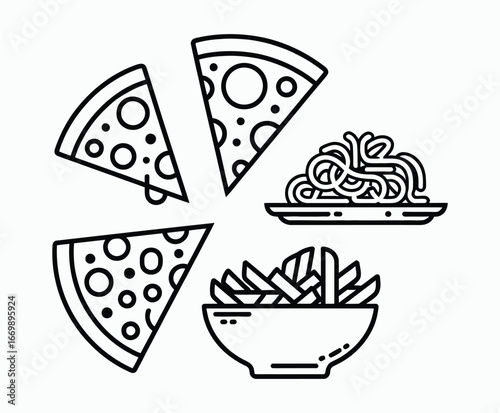 Italian cuisine hand drawn outline isolated on white background