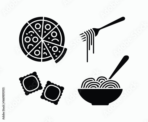 Hand drawn set of Italian cuisine isolated vector template