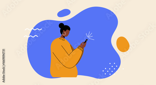 Modern woman engaged with her smartphone, illustrating digital communication, social media, and mobile technology. Perfect for lifestyle and business concepts.