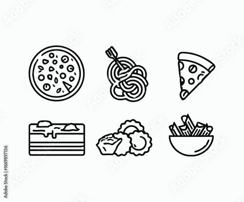 Italian food outline sketch isolated template illustration