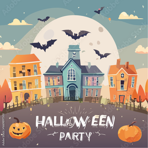 Spooky Halloween Celebration Invitation Design, Festive Theme, Colorful Graphics, Perfect for Seasonal Gatherings