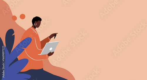 Focused person using a laptop and stylus, illustrating digital design, remote work, creativity, and modern technology. Ideal for business and lifestyle concepts.