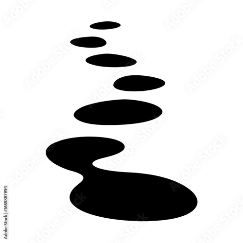 Abstract illustration of dark stepping stones pathway on a white background