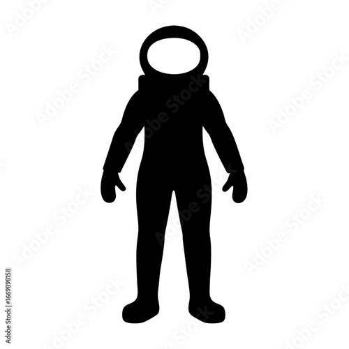 Astronaut silhouette standing against a white background representing space exploration