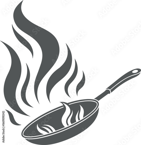 Vector art of frying pan with flames