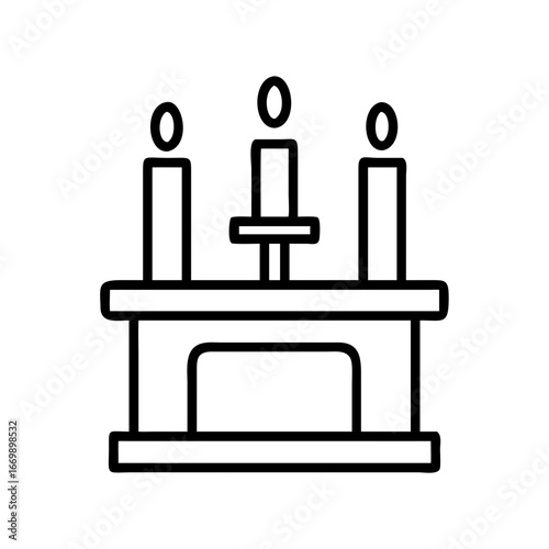 Fireplace mantel with candles vector illustration for home decor and festive celebration design