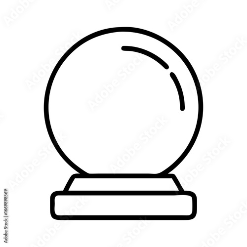 Crystal ball outline vector, fortune teller ball, magic sphere, divination tool icon design element