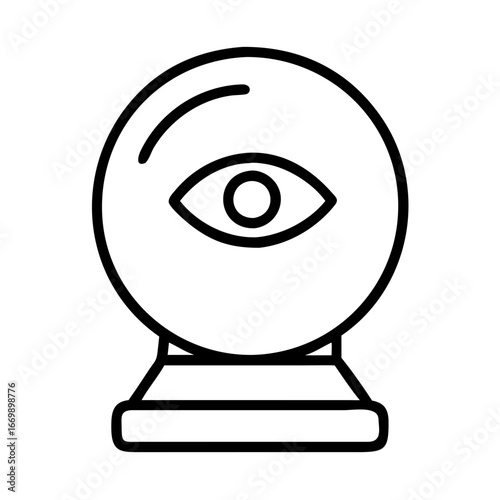 Crystal ball icon for fortune telling and magic predictions future seeing and divination tool