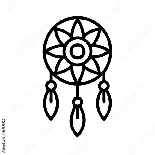 Dreamcatcher vector icon illustration, native american dream catcher symbol, boho style art